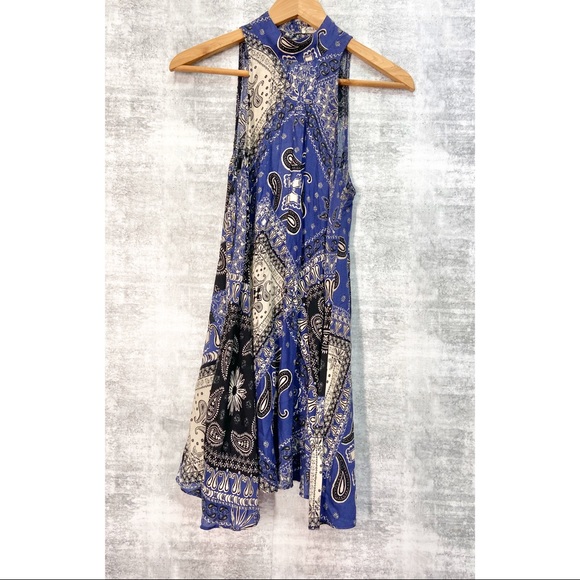 SALE Free People Slip Dress Blue Bandana Size XS - Picture 6 of 9